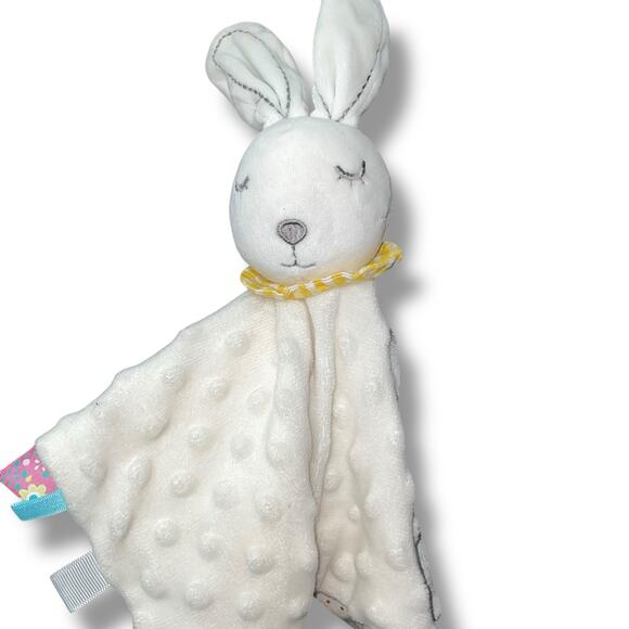 Appease Lovey Bunny Rabbit Security Blanket Baby Plush Tabs Rattle Embroider 10" - Picture 3 of 15